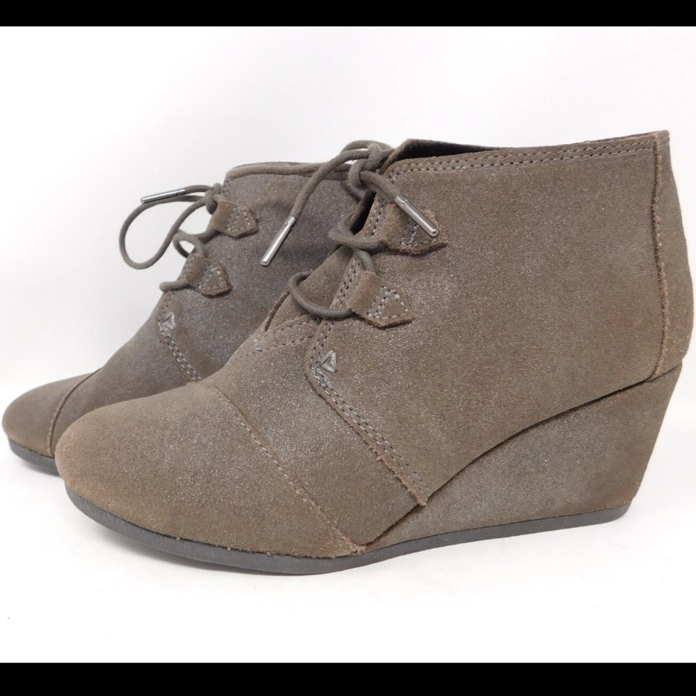 TOMS Women's Boots Kala Wedge Desert Ankle Booties Lace Up Brown Size 9 comfort